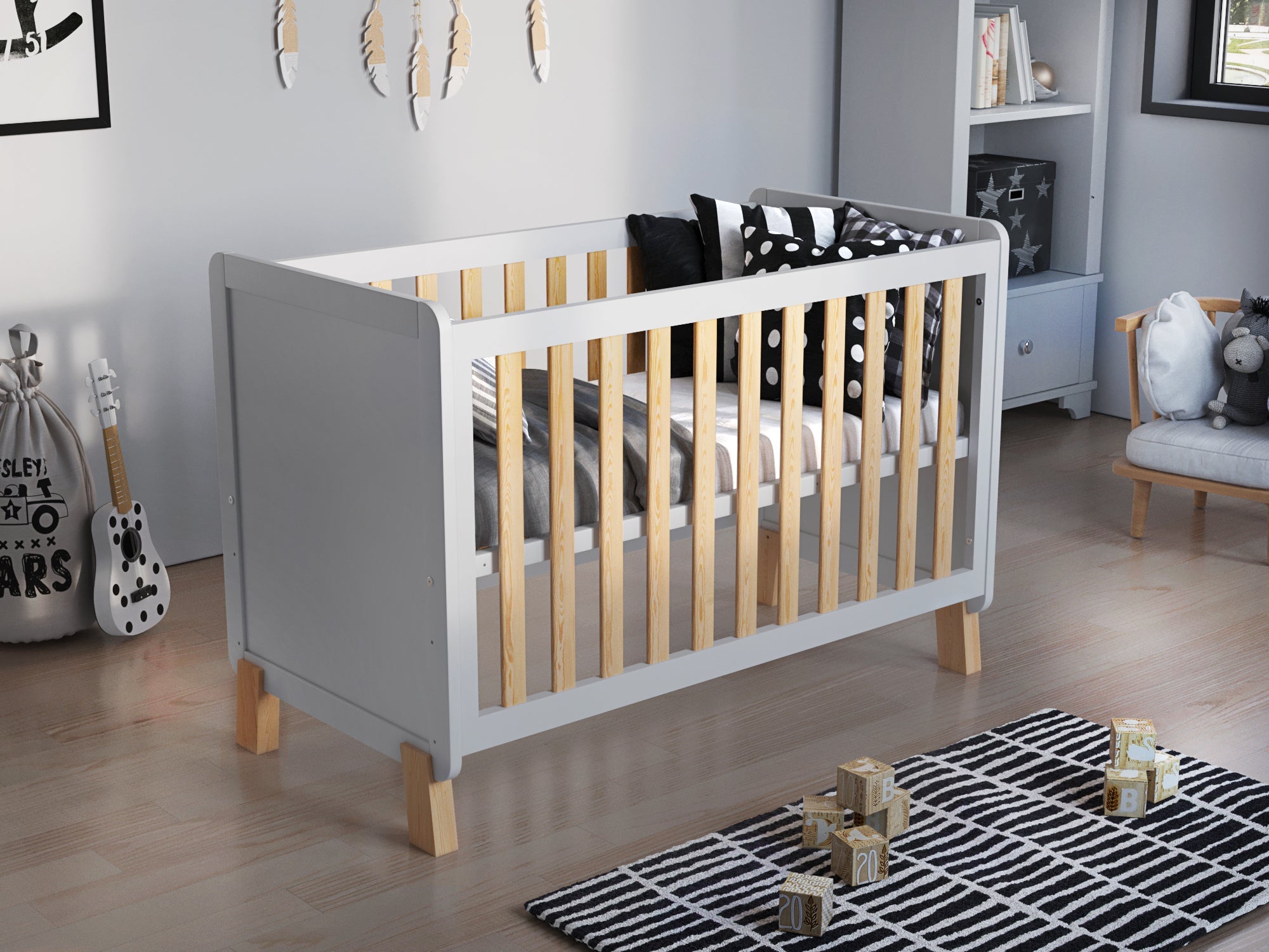 Francis | Cot Bed 120x60cm with Aloe Vera mattress