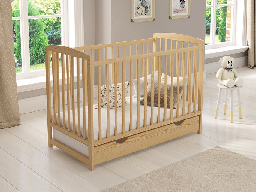 Jacob | Lit bébé 120x60cm avec tiroir et matelas Aloe Vera 