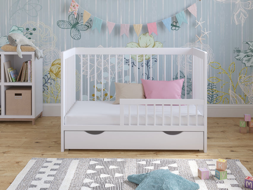 Luca | Cot Bed 120x60cm with drawer & Aloe Vera mattress