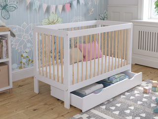 Luca | Cot Bed 120x60cm with drawer & Aloe Vera mattress