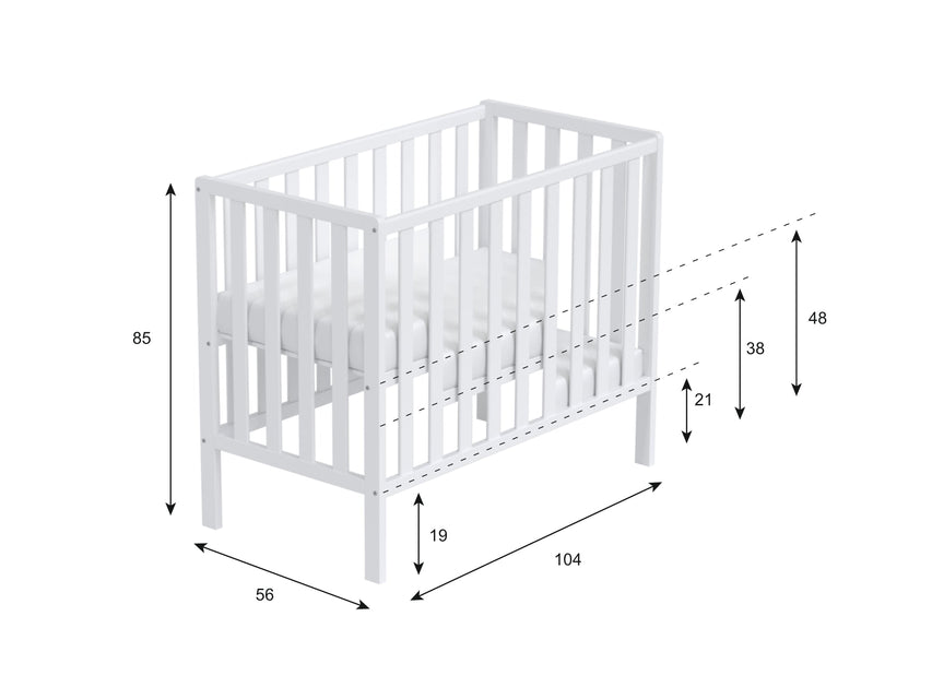 Paris Space Saver Cot 100x50cm with Aloe Vera Quilted mattress Love For Sleep