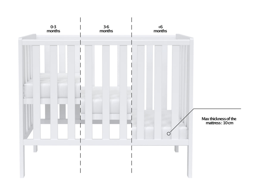 Paris | Space Saver Cot 100x50cm with Aloe Vera Quilted mattress