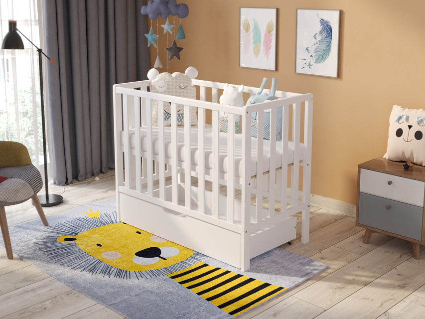 Paris | Space Saver Cot 100x50cm with drawer & Aloe Vera Quilted mattress